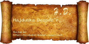 Hajduska Dezsér névjegykártya